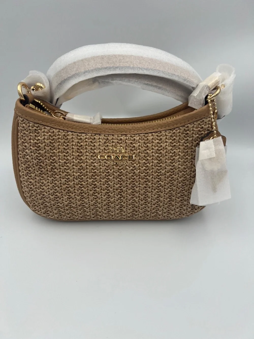 Teri Shoulder Straw Bag With Charm